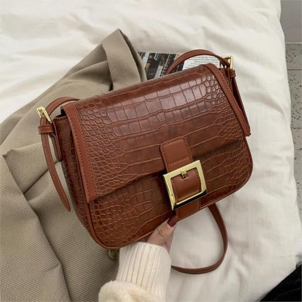 

evening bags crocodile pattern square armpit bag 2021 quality pu leather women's designer handbag high capacity shoulder messenger
