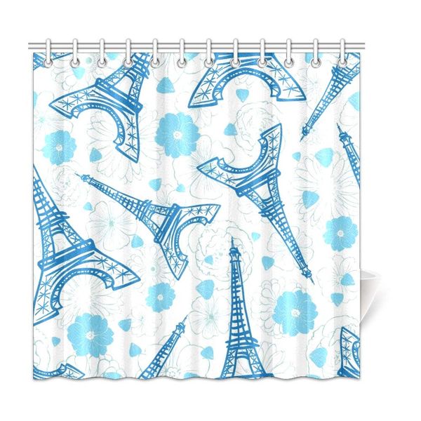 

xiucoo eifel tower floral ho e bath decor polyeter fabric hower curtain bathroo et 72 x 72 inche