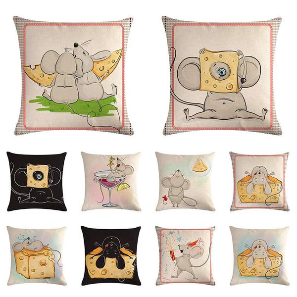 

cushion/decorative pillow cartoon mouse pattern cushion cover cheese car sofa chair linen 45x45cm