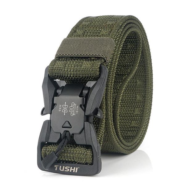 

belts 2021 military equipment combat tactical men army training nylon metal buckle canva belt outdoors hunting waistband 125cm, Black;brown