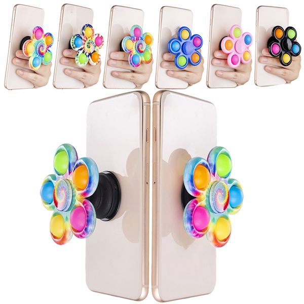 

fidget pop sensory bubbles spinner finger toys air vent cellphone stand holder 2 in 1 simple dimples spinning decompression antistress gyro