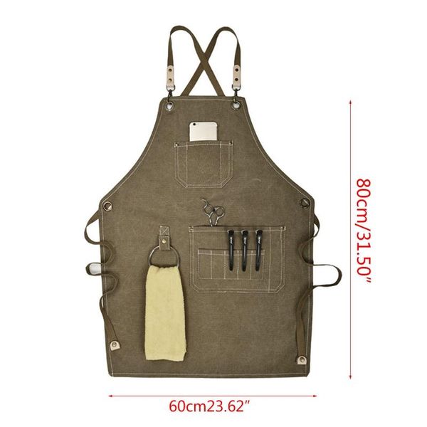 

canvas work apron, multifunction tool aprons with pockets back cross workshop ap