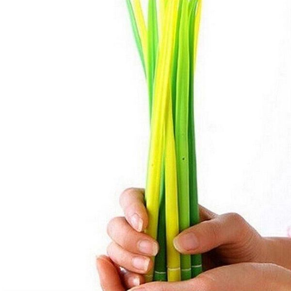 

gel pens 12pcs/lot creative cute stationery tiny green grass pen blade potting decoration black refill school office