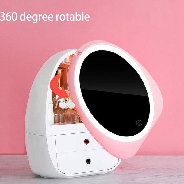 

makeup organizers mirror modern jewelry and cosmetic storage boxes with led light & bins