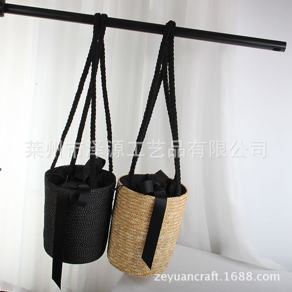 

rattan capacity designer wicker 2021 bucket straw beach bag holiday, Black;red