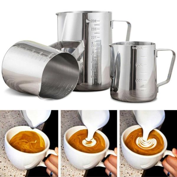 

baking & pastry tools graduated measuring cup milk coffee pitcher latte espresso frothing scale jug pot tank stainless steel unbreakable 350