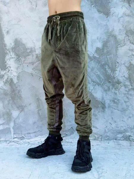 

men contrast tape drawstring waist velvet sweatpants u4zx#, Black