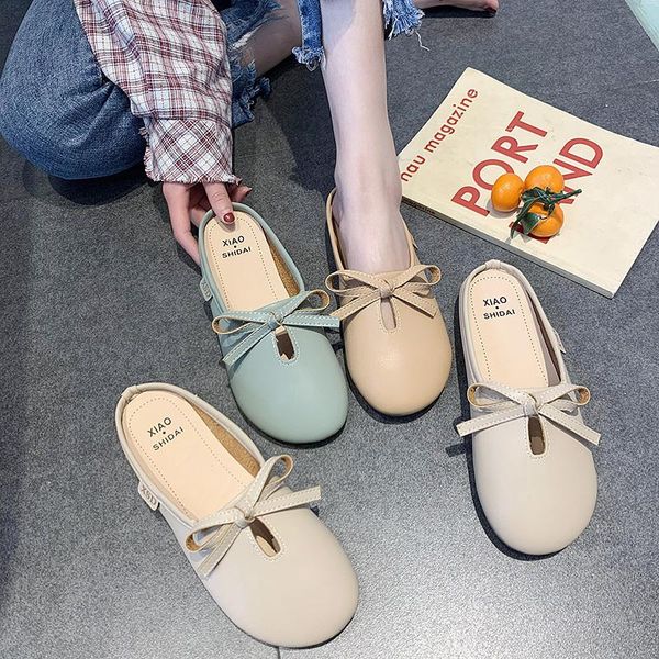 

slippers 2021 fashion spring female outdoor solid color butterfiy-knot non-slip fresh sweet daily wild women's shoes u30-38, Black