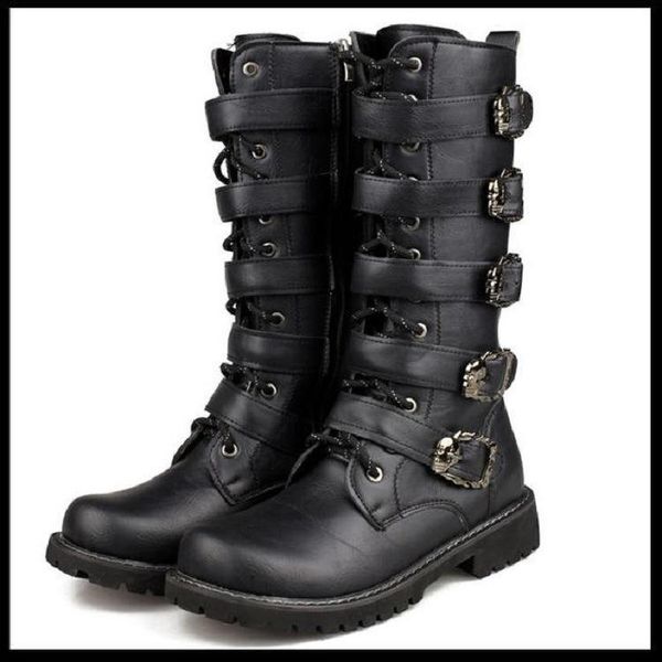 

dress shoes tall men's boots, horse leather boots, Black