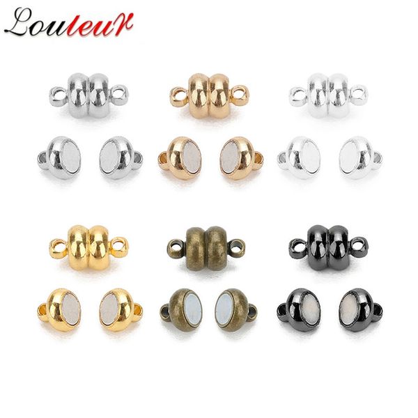 10 pcs Rodadas de cobre fortes clasps magnéticos para conectores de pulseiras de cordas de couro de 7mm para diy jóias fazendo para colar iniciante