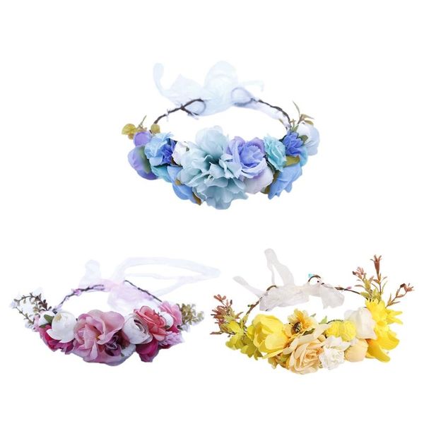 

hair accessories handmade simulation flower crown wreath headband women floral garland bohemian festival party beach adjustable headpiece