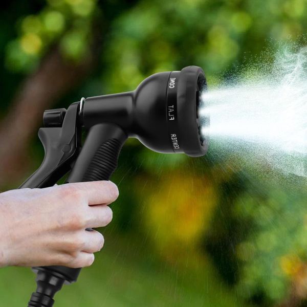 

watering equipments gardening hose black 6pcs plastic flexible six-piece set eight-function small hook