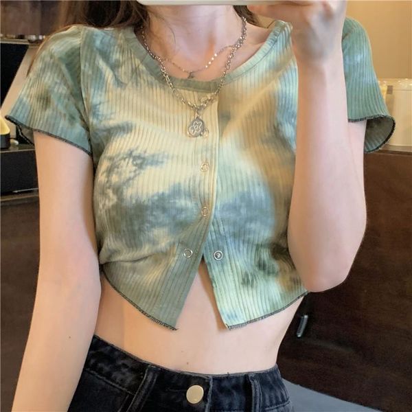 

women's t-shirt korobov harajuku o neck short sleeve women t shirts korean streetwear print ulzzang tee summer single breasted crop sh, White