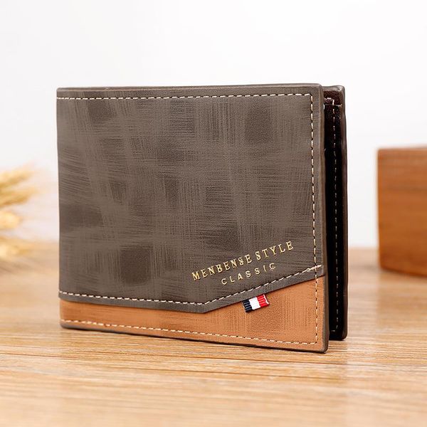 

wallets fashion men's wallet money bag solid color pu business short vintage card holders multi-card leisure coin purse, Red;black