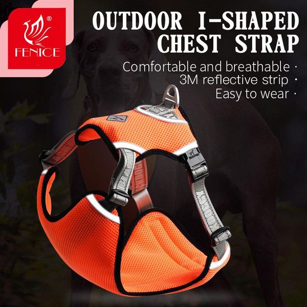 

pet harness nylon fenice reflective comfortable and breathable explosion-proof small medium large outdoor camping supplies dog collars & lea