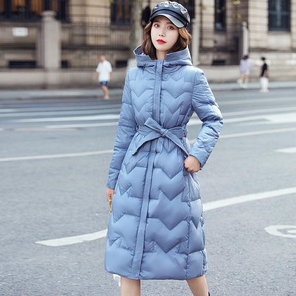 

women's down & parkas 2021women light white duck long coat winter female hooded puffer jackets korean solid casual warm loose ladies ou, Black