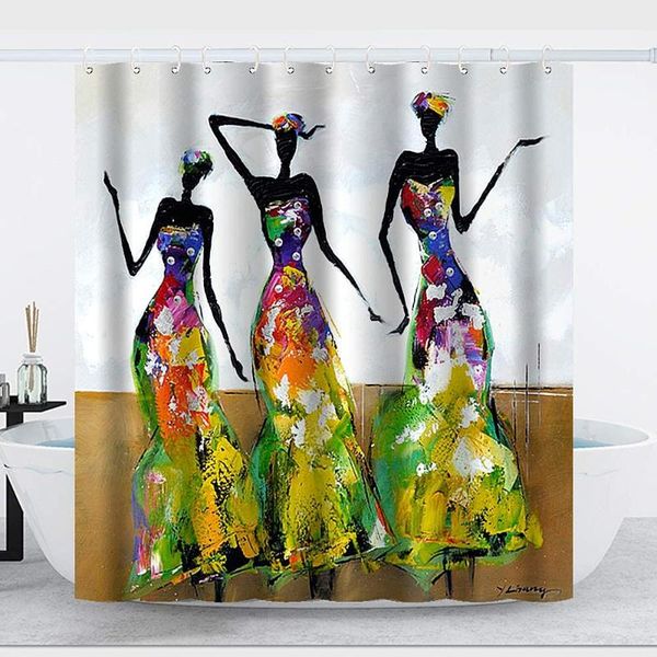 

african girls africa shower curtains waterproof polyester fabric bathroom dÃ©cor