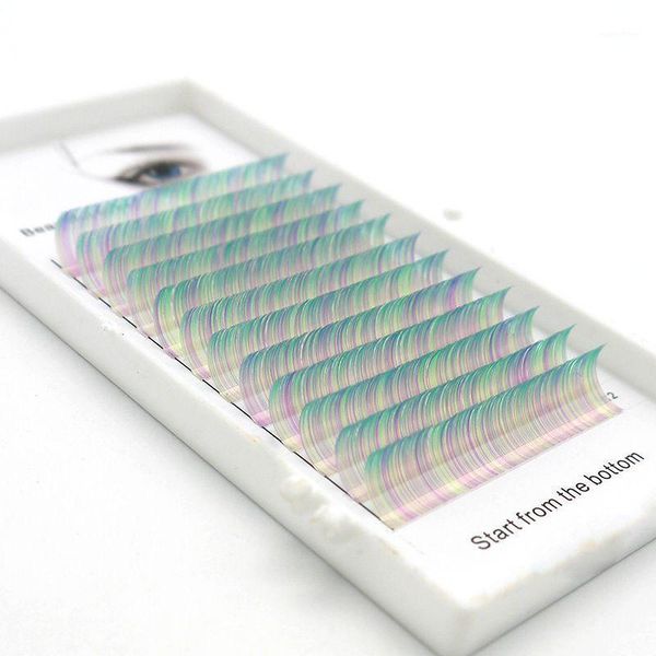 

c / d curl 0.07 0.1mm 8-15mm rainbow gradient green eyelash personality color artificial extension1
