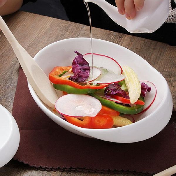 

bowls white ceramics western style bowl fruit salad large restaurant.