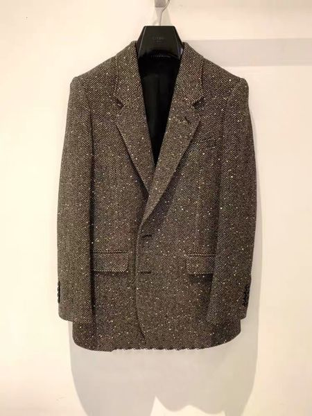 

suits 2021 spring plaid wool tweed sequined brown clothing blazer women crs4, White;black