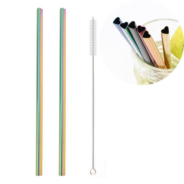 

drinking straws heart-shaped metal bubble tea straw colorful set reusable 304 stainless steel milkshake bar party accessory