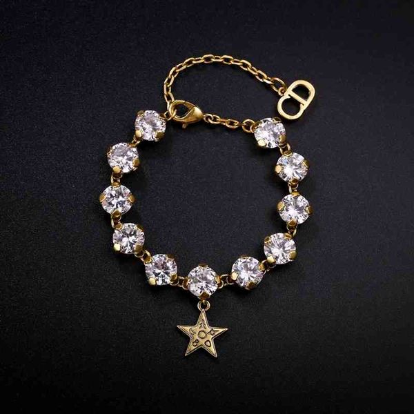 

70% off outlet online family five star zircon full diamond bracelet, Black