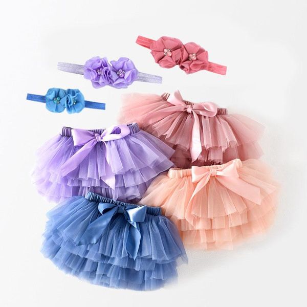 Gonne 2 pezzi/set neonate tutu gonna soffice gonna principessa infantile + fascia per capelli bambini tulle pizzo torta nato Pography outfit