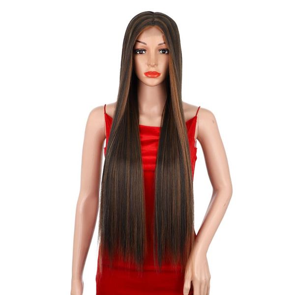 

synthetic wigs lativ long straight wig brown for women natural hanrline middle part daily heat resistant fiber, Black
