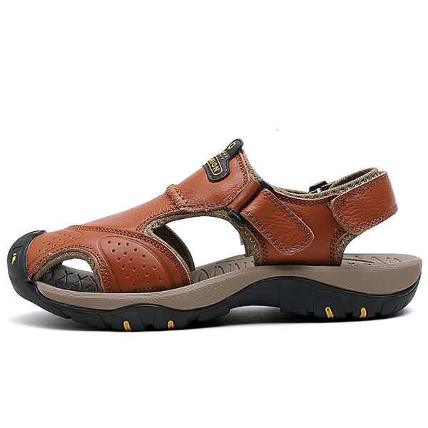 

sandals big size 38-47 men shoes leather casual summer beach gladiator slip-on water1 yd3g, Black