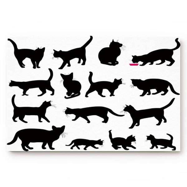 

cushion/decorative pillow black cat animal silhouette living room doormat home environmental protection bathroom door non-slip floor mat