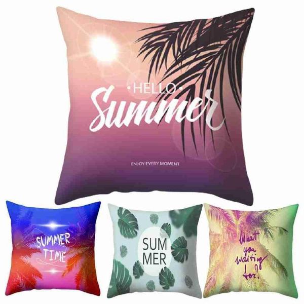 

cushion/decorative pillow 1pcs home decor beach plant coconut tree case cushion cover square throw for car sofa decorative pillowcase