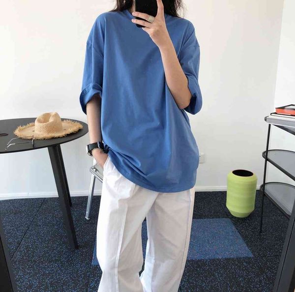 

tee 2021 summer cotton t shirt short color white t-shirts fashion women blusa