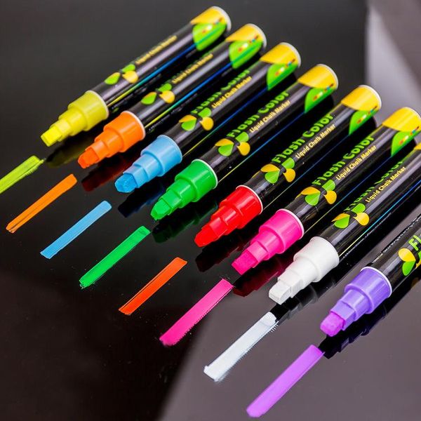 

highlighters fluorescent plate marker pen flash color luminous blackboard erasable highlighter glass, Black;red