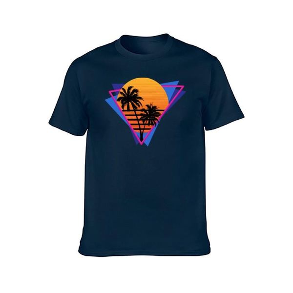 

men's t-shirts 80s inspired synthwave style sunset graphic men t shirt summer cool goth tshirt, White;black