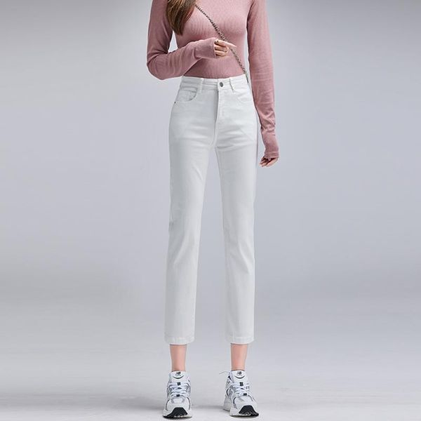 

women's jeans fashion brand white women high waist straight denim pants bottoms vintage streetwear casual clothes blue black 2021 autum