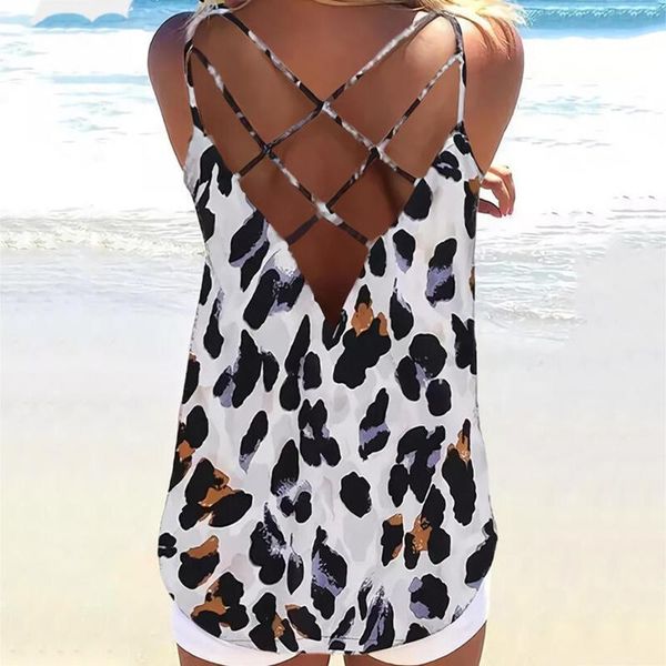 

women's tanks & camis women summer light vest casual sleeveless print active tank tunic blouse brindle clothes for, White