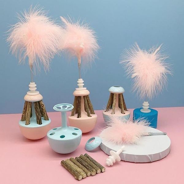 

cat toys 1 set tumbler toy feather design decorative kitten interactive training pet products