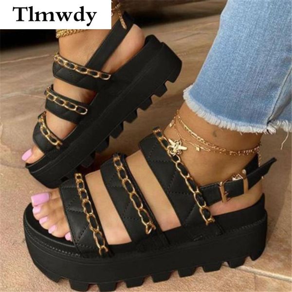 

sandals 2021 platform women's summer fashion women vintage buckle outdoor beach open toe comfortable shoes, Black