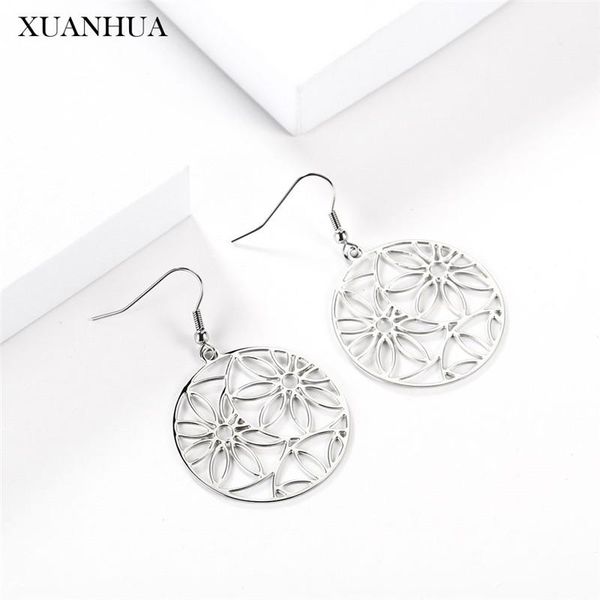 

stainless steel jewelry woman charms drop earrings for women simple elegance fashion accessories korean dangle & chandelier, Silver
