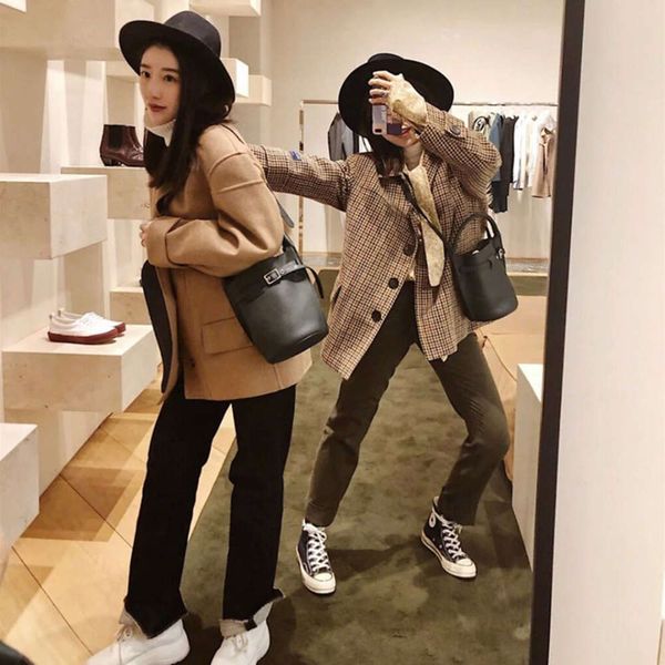 

cowhide big bag bucket vegetable blue hand