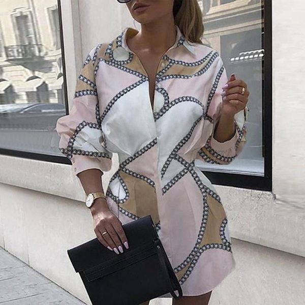 

casual dresses 2021 fashion women shirt dress long sleeve print collect waist elegant office ladies mini-dresses femme, Black;gray