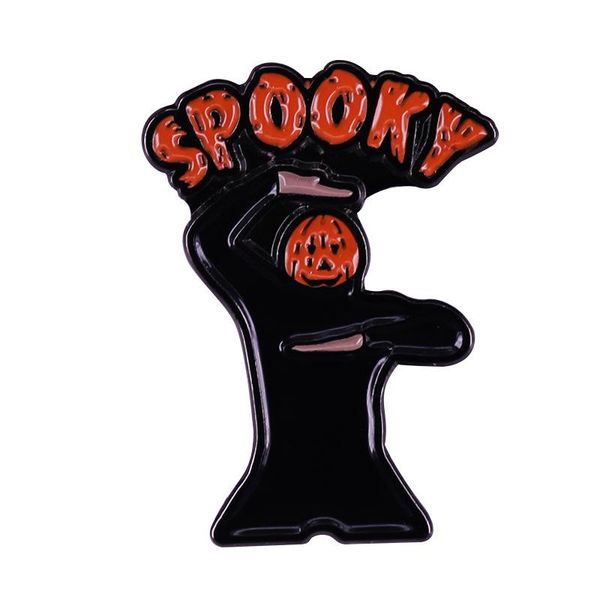 

pins, brooches dancing in the cemetery pumpkin head jack enamel pin halloween horror killer spooky brooch badge, Gray