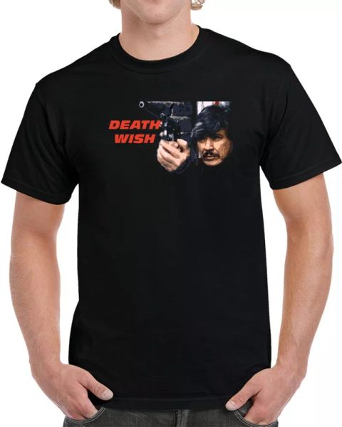 

death wish charles bronson classic icon movie fan t shirt, White;black