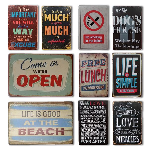 

shabby chic open tin sign vintage dogs house metal plate door sign decor toilet no smoking metal plaque painting wall decor