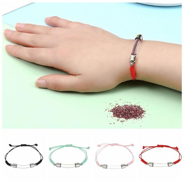 

link, chain screw cap woven diy jewellery memorial glass vial wishing bottle bracelet perfume jars curve tube pendant, Black