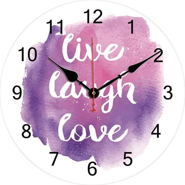 

clocks wall home decor vintage abstract inspire live laugh love round wooden clock