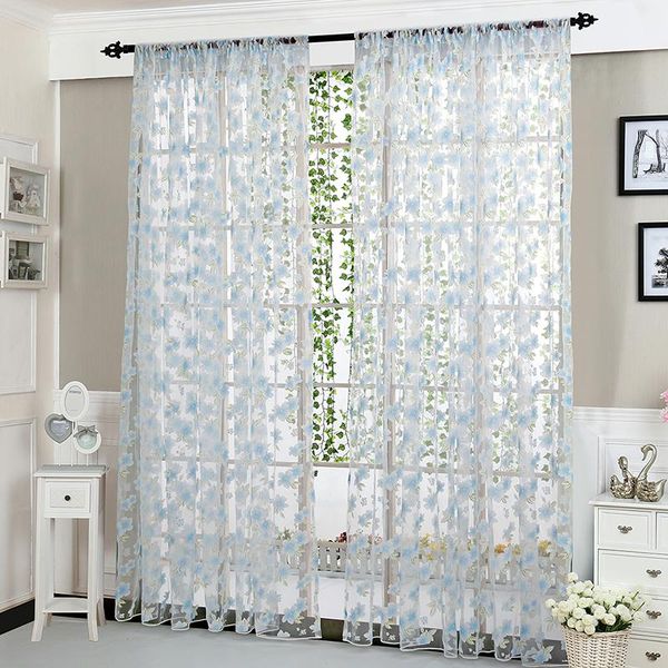 

curtain & drapes flowers 1 pcs vines leaves tulle door window net curtains slot plain floral for screen windows
