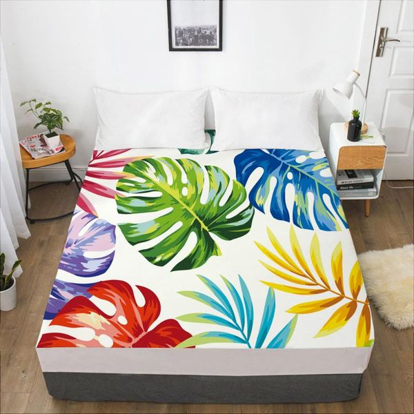 

sheets & sets luxury elastic fitted sheet bed with an band mattress cover 150x200/160x200 for home nordic leaf colour