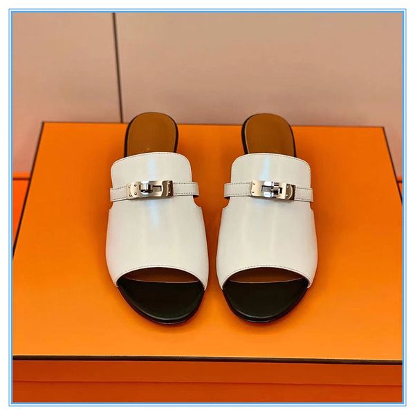 

2021ss woman slippers fashion beach thick bottom slipper platform lady sandals genuine leather high heel slides slide with box, Black