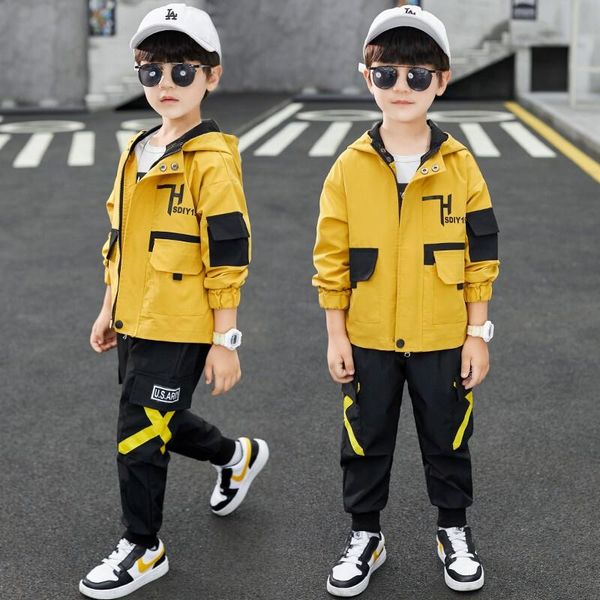

clothing sets boys kids tracksuit spring and autumn fashion letter splicing jacket overalls pants children's sports suit outfits, White